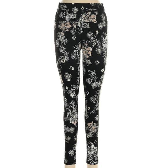Free People Freestyle Medium Black Floral Striped Leggings - Picture 2 of 7